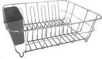 Compact dish drying rack with utensil holder for kitchen sink