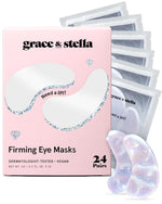 grace & stella Retinol Under Eye Patches for Puffy Eyes & Dark Circles - Restoring Gel Under Eye Masks with Hyaluronic Acid - Purple, 24 Pairs for Women