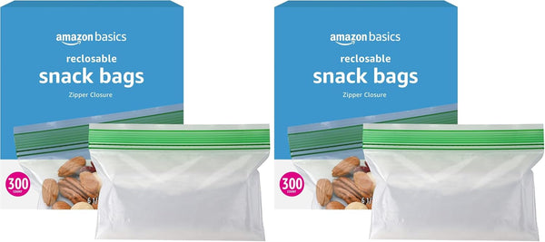 Amazon Basics Reclosable Food Storage Snack Bags for Everyday Use