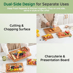 Bamboo cutting board set with storage stand for kitchen