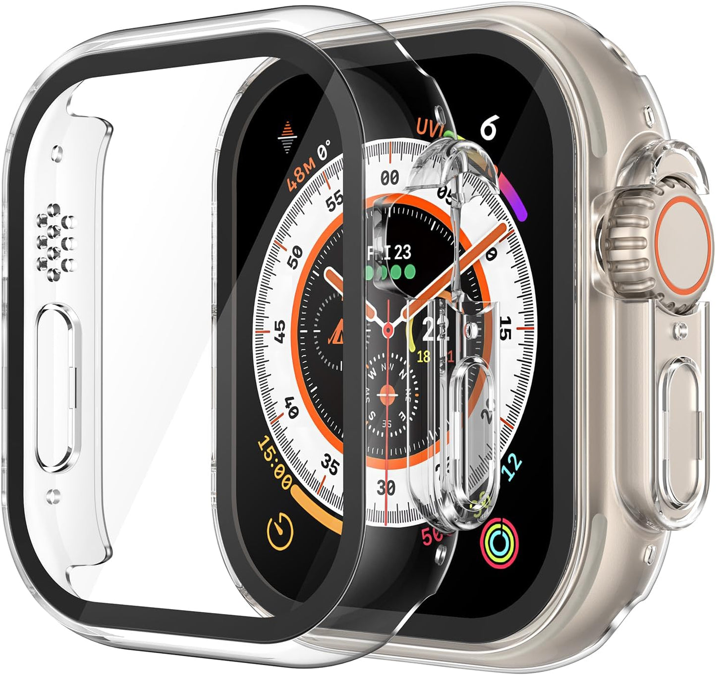 Misxi 2 Pack Tempered Glass Case Compatible for Apple Watch Series 11 (2025) Series 10 46mm, Screen Protector Cover for iWatch, Black