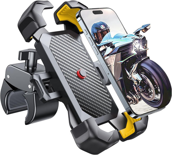 JOYROOM Motorcycle Phone Mount, [1s Auto Lock][100mph Military Anti-Shake] Bike Phone Holder for Bicycle, [10s Quick Install] Handlebar Phone Mount, Compatible with iPhone, Samsung, All Cell Phone