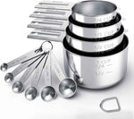TILUCK 10-Piece Stainless Steel Measuring Cups and Spoons Set for Cooking and Baking