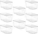 Vtopmart 6 Pack Clear Stackable Storage Bins with Lids, Medium Plastic Containers with Handle for Pantry Organizer and Storage,Perfect for Kitchen,Fridge,Cabinet, Closet,Bathroom Organization