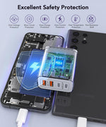 40W USB C Charger Block, 4-Port Fast Charging Brick for iPhone and Samsung Devices