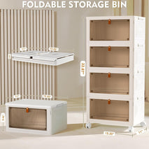 4 Tier Plastic Storage Bins with Lid for Living Room Office Dorm