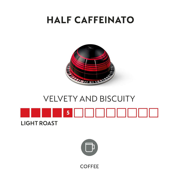 Nespresso Capsules Vertuo Half Caffeinato Mild Roast Coffee 30-Count Pods