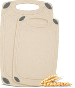 2-Piece Reversible Cutting Board Set Made with Natural Wheat Straw Fiber
