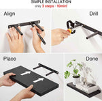 BAYKA Floating Shelves for Wall, Wall Mounted Rustic Wood Shelves for Bathroom, Bedroom, Living Room, Kitchen, Hanging Shelf for Books/Storage/Room Decor with 22lbs Capacity (Black, Set of 3, 15.7in)