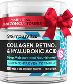 SimplyVital anti-aging collagen and retinol face cream, 1.7 fl oz, gently hydrates and firms skin