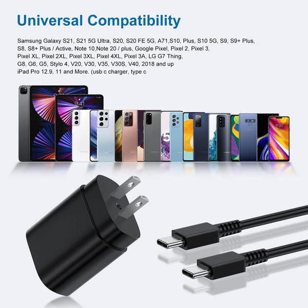 Type C Charger 2Pack 25W PD USBC Wall Charger for Samsung Galaxy Phones and Tablets