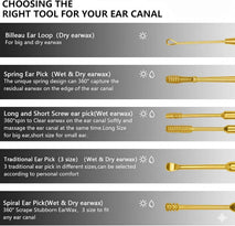 Hion 6 Pcs Extended Ear Wax Removal Kit,Professional Double-Headed Ear Pick Earwax Removal Tools,316L Stainless Steel Ear Cleaner Curette with Cleaning Brush and Storage Box,Suit for Kid Adult(Gold)