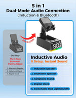 Bluetooth speaker for men and women - induction phone stand with HD sound and anti-slip base, perfect gift for him or her