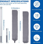 Retractable Microfiber Dusting Cloths with Long Handle 60inches for Cleaning Under Appliances Furniture Couch Fridge