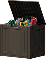 30 gallon resin deck box for outdoor storage and patio furniture