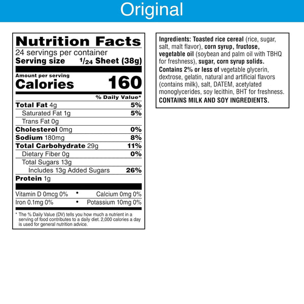 Rice Krispies Crispy Marshmallow Sheet, 32oz Box, Original Flavor