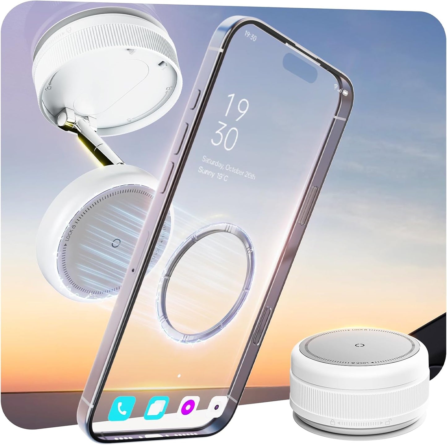 2026 Upgraded 360° Vacuum Magnetic Car Phone Holder for Magsafe [96+LBS Strongest Suction & 2800gf Strongest Magnetic], Adjustable Car Phone Mount for Your Car/Gym/Mirror/Shower for iPhone & Android