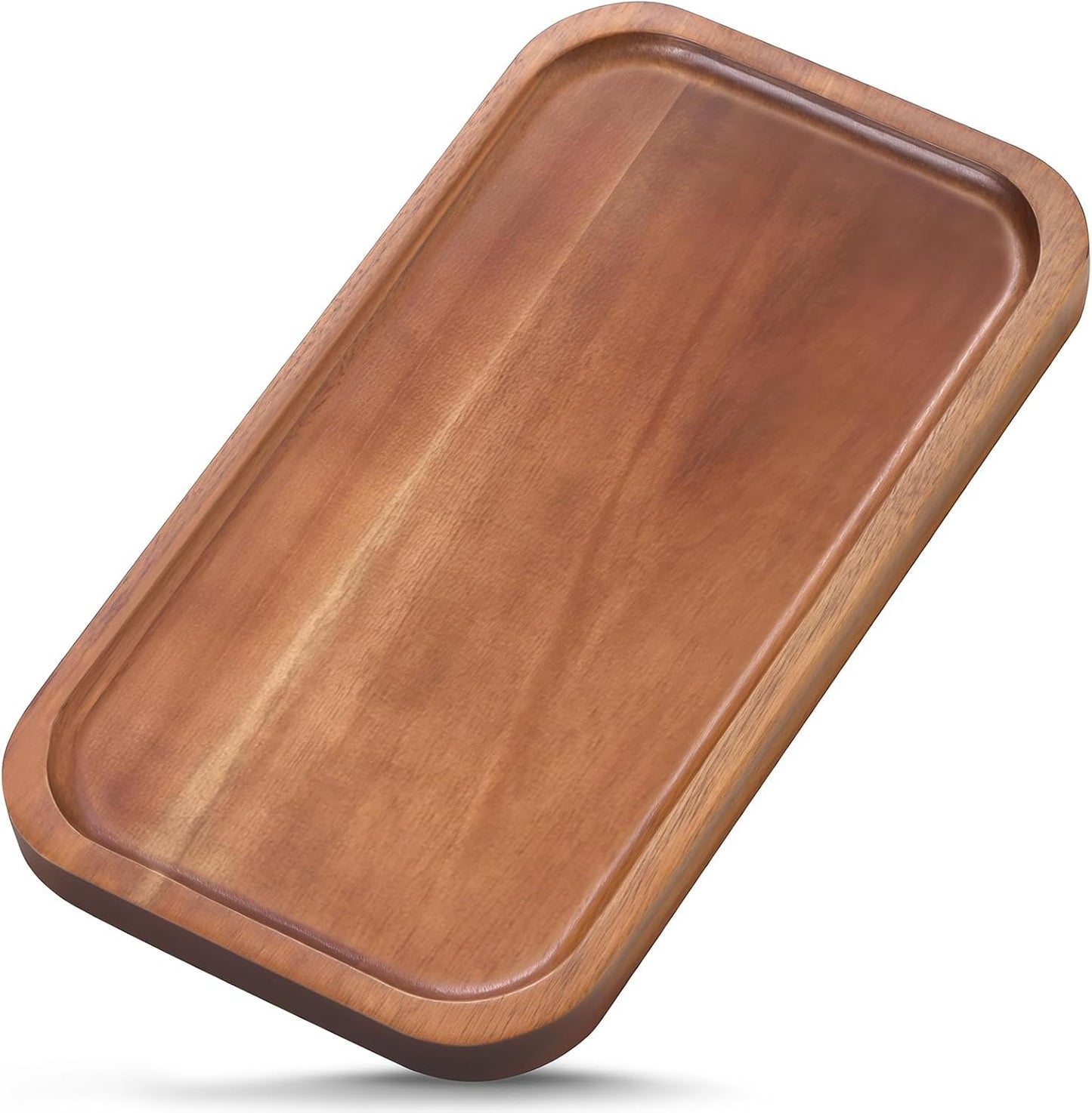 Solid Acacia Wood Serving Trays and Platters - Wooden Mini Charcuterie Boards, Rectangle Small Cheese Board for Food, Bathroom, Home Decor, Kitchen Counter, (14"x5.5", 1 Pack)