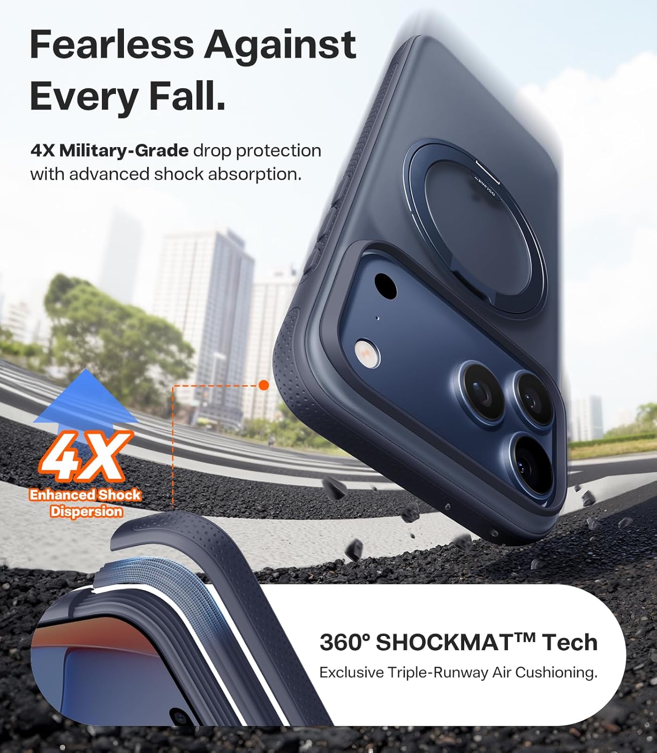 TORRAS 360 Magnetic Stand for iPhone 17 Pro Max Case, [Fit for MagSafe] [4X Military-Grade Protection] Slim Case for iPhone 17 Pro Max, 6.9", Translucent Deep Blue, Ostand O3 Fitness Series - Rayz Mart