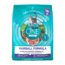 purina one natural hairball control cat food, plus hairball formula, 16lb bag
