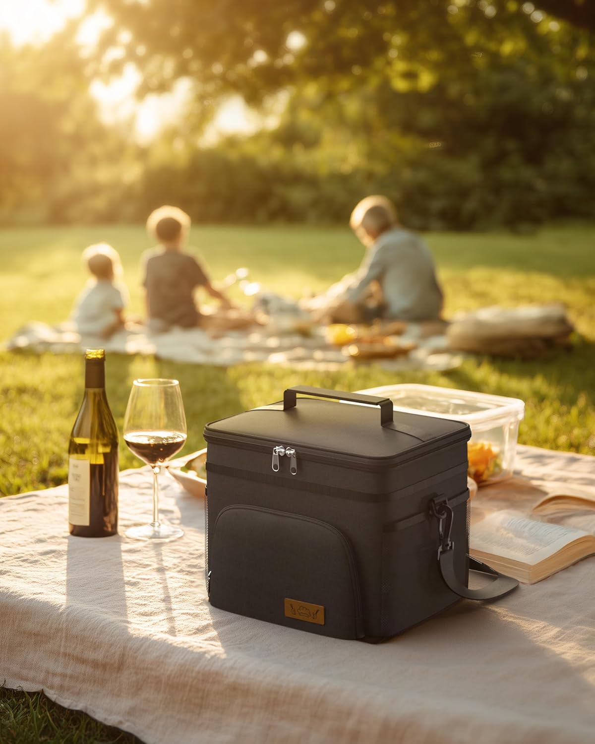 HOTOR Insulated Lunch Box for Men & Women - Leak-Proof Cooler Lunch Bag with 4 Pockets, Adjustable Strap, Ideal for Work, Picnic, Travel - Medium, Black, 10.2"×6.9"×8.5" - Rayz Mart