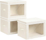 Storage Bins with Lids - Fabric Closet Storage Bins with Window, Collapsible Baskets for Shelves 4 Pack, Home Decorative Boxes for Clothes, Closet, Office, Grey