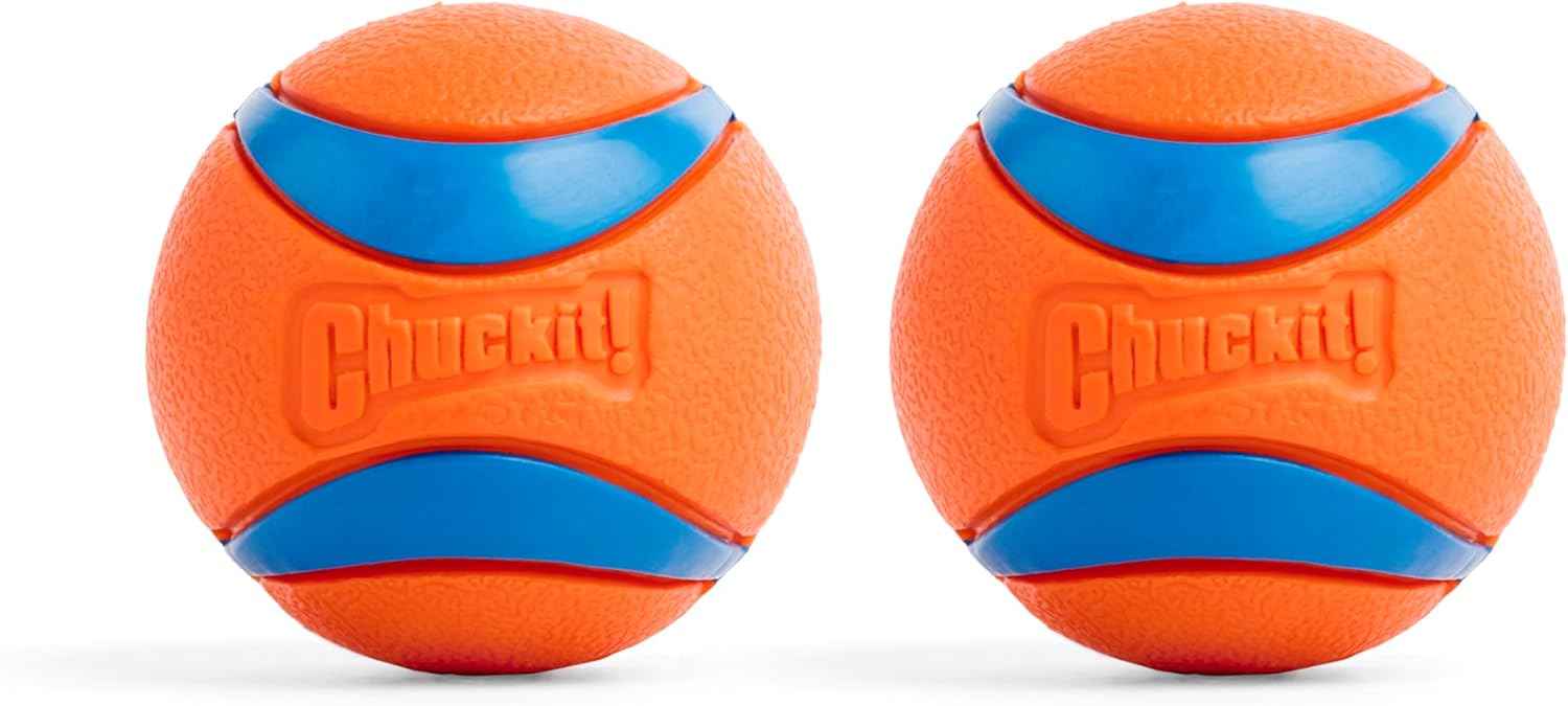 Chuckit! Ultra Ball Dog Toy - Medium Bouncy Fetch Balls For Dogs 20-60 lbs - Made from Durable Rubber - Floating Water Pet Toys - Size Medium - 2.5-inch Diameter - Pack of 2