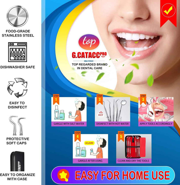 G.CATACC professional stainless steel dental pick teeth cleaning tools for adults and pets