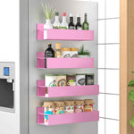 Metal 4 Pack Magnetic Spice Storage Rack Organizer for Refrigerator and Oven, Black Fridge Organizers and Storage