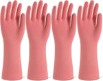 Rubber Cleaning Gloves for Dishwashing, 4 Pairs Reusable Kitchen Gloves for Washing Dishes and Household Cleaning, Colorful Dish Gloves with Flocked Lining and Non-Slip Grip, Pefect for Woman Men - M