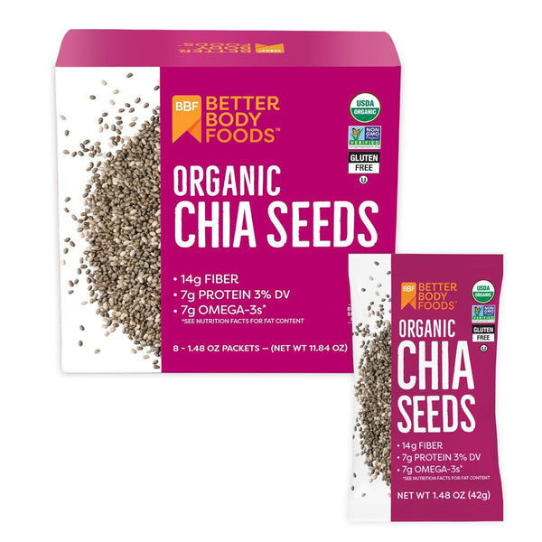BetterBody Foods Organic Chia Seeds 2 lbs, Omega-3, Non-GMO, Gluten Free, Keto, Vegan