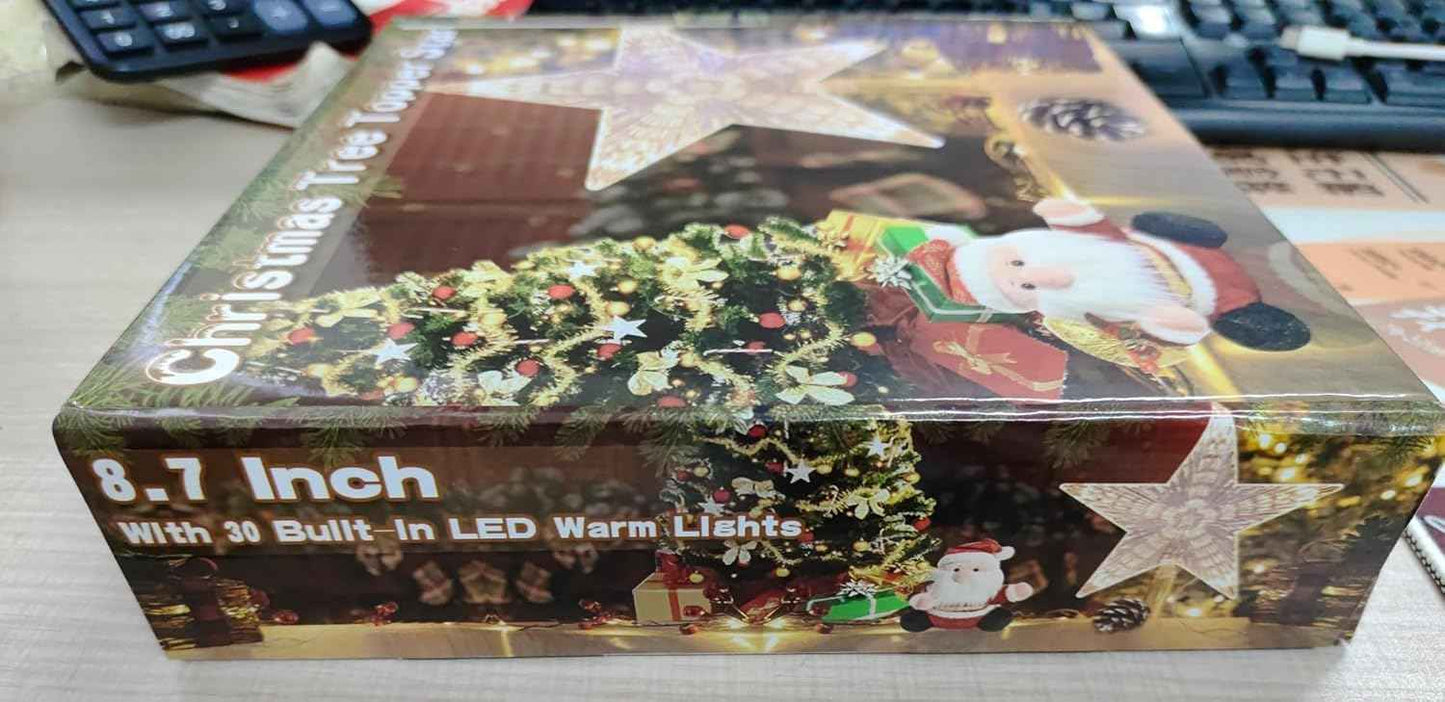 Christmas Tree Topper Farmhouse Christmas Decor Christmas Tree Decorations Rattan Natural Christmas Tree Star with 10 Warm LED Lights for Rustic Christmas Ornaments Holiday Seasonal Decoration 10 Inch