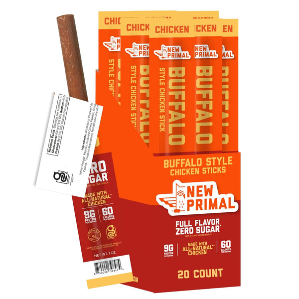 New Primal Buffalo Chicken Sticks, 5 Pack, Keto, Gluten Free, 9g Protein