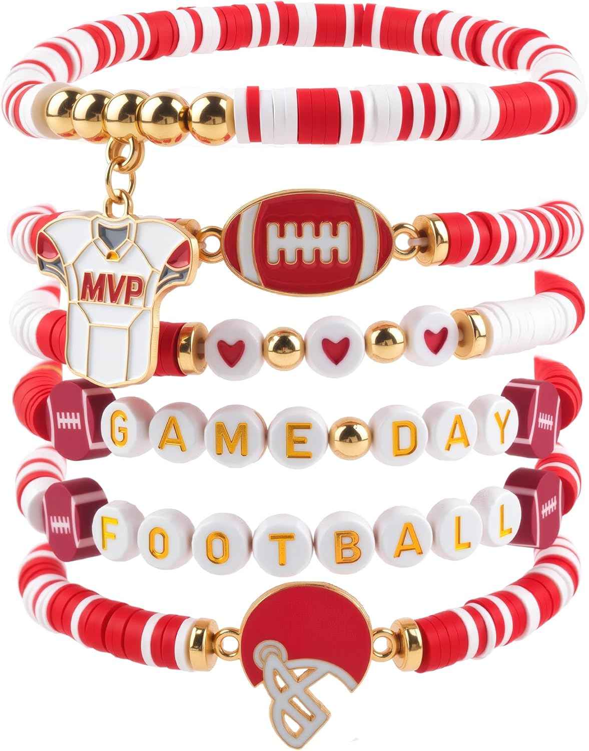 OHOME Valentines Day Outfit Women - 6 Pack Bracelets for Her | Valentines Day Gifts for Her Kids Girls - Valentines Shirts Dress Pajamas | Galentines Decorations Decor Party Supplies