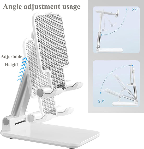 Adjustable Angle Height Phone Stand for Desk Compatible with iPhone and Smartphones
