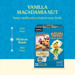 Kauai Coffee K-Cup Pods for Keurig Brewers, Arabica Coffee, Medium Roast, Vanilla Beans with Toasted Macadamia Nuts