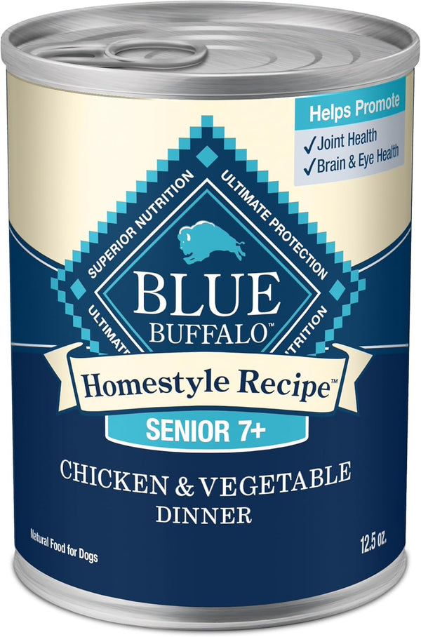 blue buffalo senior chicken dinner wet dog food 12.5-oz cans 12 count