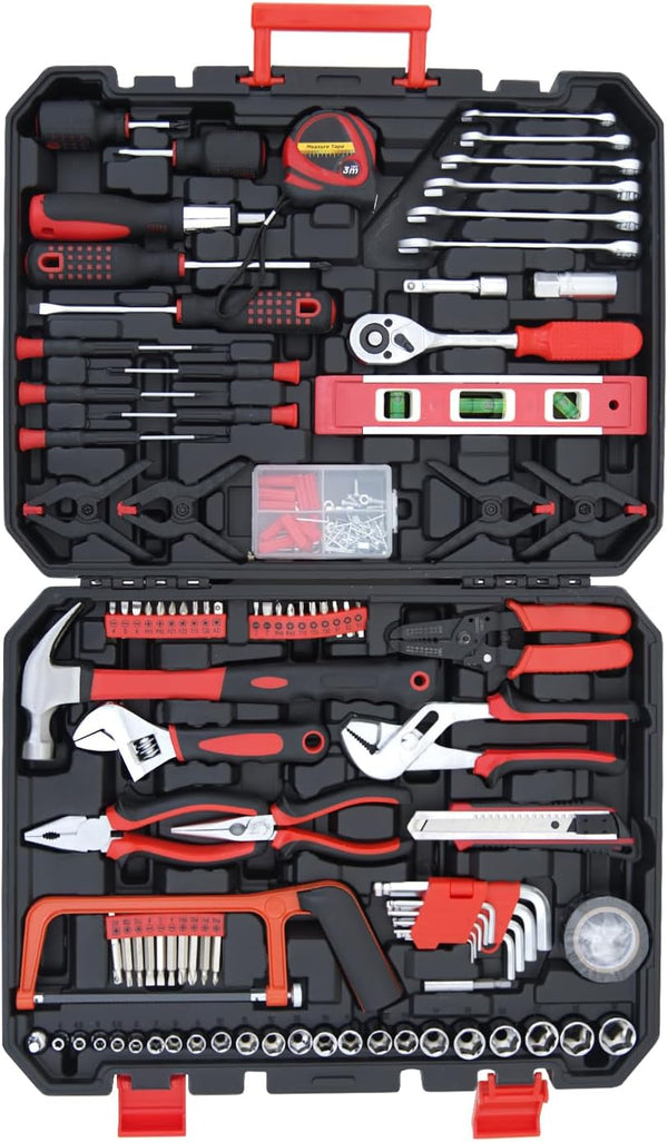 39-Piece Household Tools Kit Essential Home Repair Set with Plastic Toolbox Ideal for College Students, Home Use & More