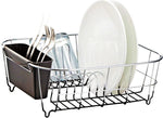 Small Chrome-Plated Steel Dish Drainer with Detachable Cutlery Cup