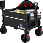 ROSONG Collapsible Wagon Cart with Wheels Foldable - Folding Utility Heavy Duty Wagons Carts for Grocery Sports Garden Shopping Camping Wheelbarrows (Black, 120L)