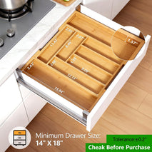 Bamboo Expandable Silverware Drawer Organizer for Kitchen Utensils and Storage