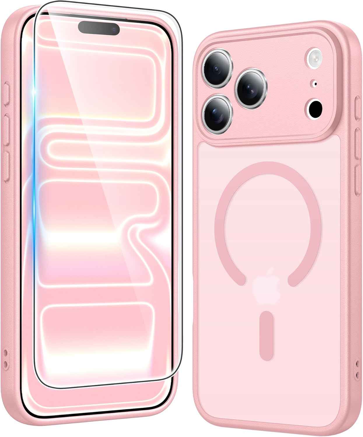 FNTCASE for iPhone 17 Pro Case, Compatible with Magsafe, Clear Transparent Magnetic Shockproof Protective Rugged Phone Cover with Screen Protector - 6.3 inch (A-Clear)