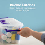 IRIS USA 5 Qt. Plastic Craft Storage Container Bins with Lids, 6 Pack, Small Organizer Tote