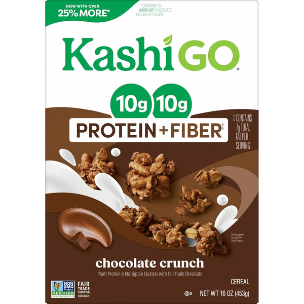 Kashi GO Protein Cereal, 10g Protein, 10g Fiber, Chocolate Crunch, 16oz Box, 1 Box