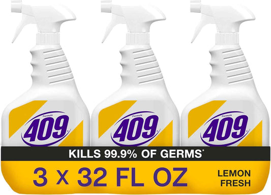 Formula 409 Multi-Surface Cleaner, Spray Bottle, Lemon Fresh, 32 Fluid Ounces, Pack of 3