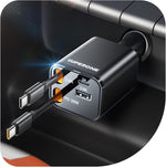 Retractable Car Charger, [Ultra-Compact] 6-Port Car Charger USB C, iPhone Car Chargers Fast Charging with Dual USB C Cables, RV Power Adapter for iPhone 17/16/15/14/13/12 Series