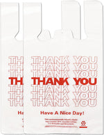 YoYoRain White Thank you T shirt bag, Grocery shopping bag Reusable and Disposable Supermarket Bag 11''x6''x21'' 100PCS