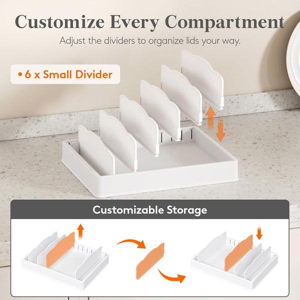 Kitchen Cabinet Organizer for Food Container Lids and Storage