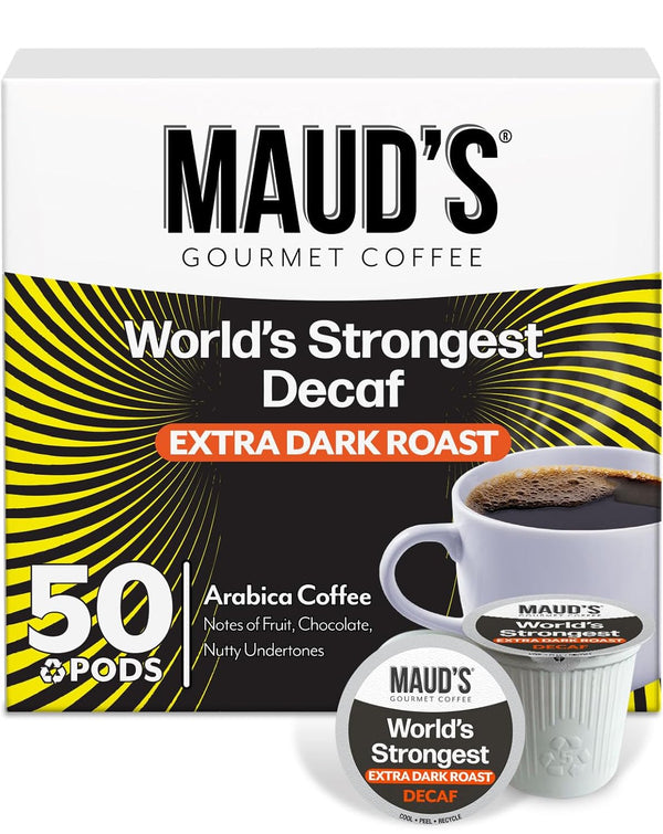 Maud's Decaf Dark Roast Coffee Pods, 100 count, Compatible with Keurig K Cups Maker