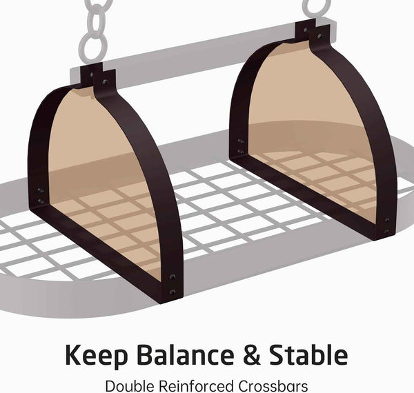 KES 34 inch Oiled Bronze Hanging Pot Rack with 20 Hooks for Kitchen Ceiling Mount, Heavy Duty Oval Pot Pan Hangers for 16 and 24 inch Joist Mount